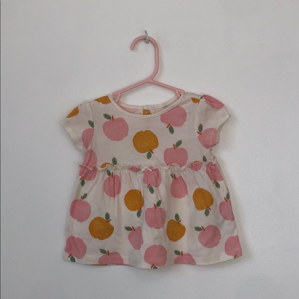 Carter's Cream Fruit-Print Peplum Top with Pink & Mustard Accents
